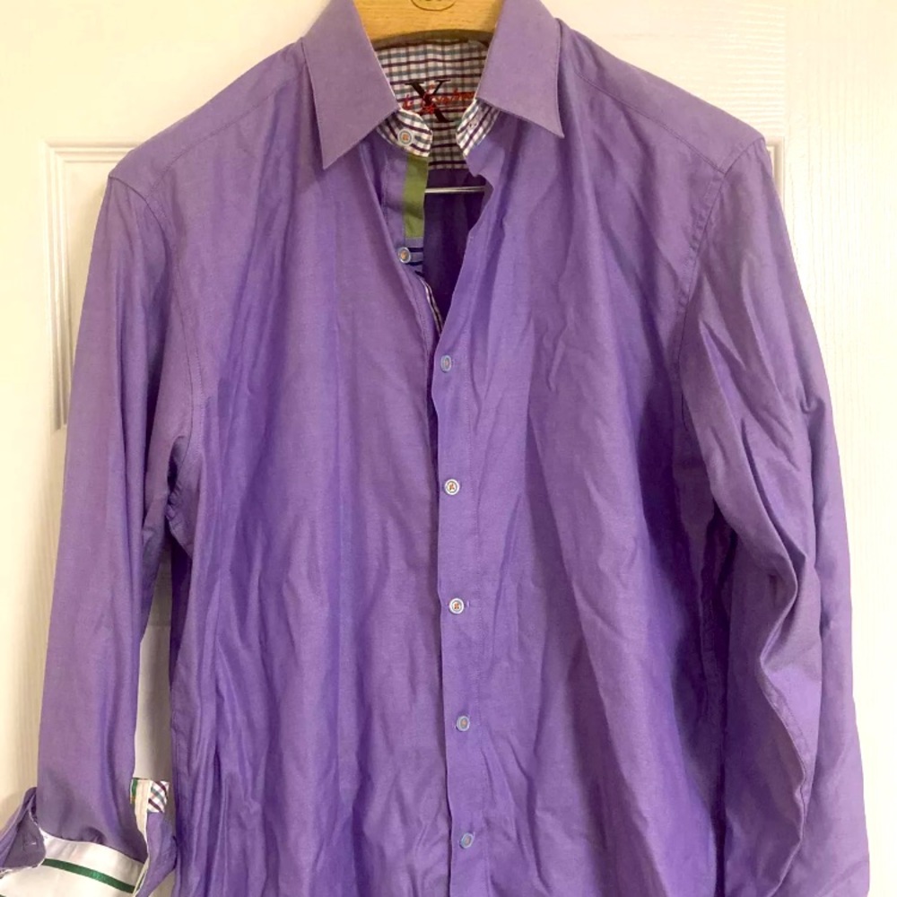 Robert Graham Flip Cuff Purple Button Down Shirt Size Large